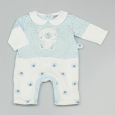 GF1042: Baby Boys All Over Print Quilted Mock 2 Piece Romper (0-9 Months)